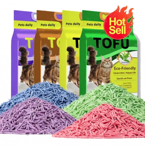 Manufacturer OEM Premium Easy Clean Plant Cat Sand Green Tea Scent 6l Eco Clean 2mm Stripe Shape Strong Clumping Tofu Cat Litter