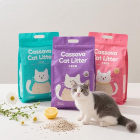 Factory Direct Dust Free Eco-friendly Tapioca CatLitter Fast Water Absorption Non-stick  tidy cat litter
